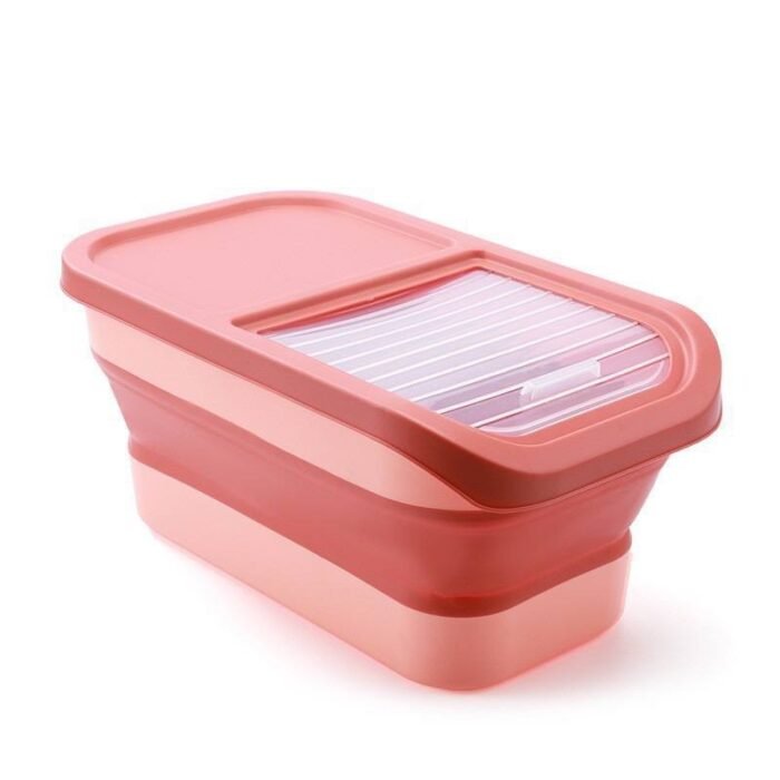 COLLAPSIBLE SILICON FOOD STORAGE BUCKET WITH MEASURING CUP(9KG)
Free your foodstuff from insect and roaches - Image 6