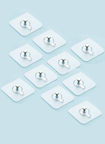 ADHESIVE PIN TRANSPARENT WALL HOOK DESIGN 2 (12pc)