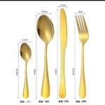 24PC QUALITY THICK GOLD CUTLERY SET WITH STAND - Image 3