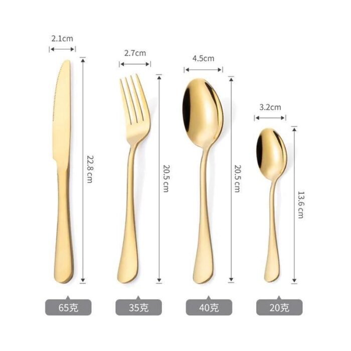 24PC SET OF QUALITY GOLD CUTLERY TABLEWARE GIFT BOX
6 TEA SPOON
6 KNIFE
6 SPOON
6 FORK - Image 3