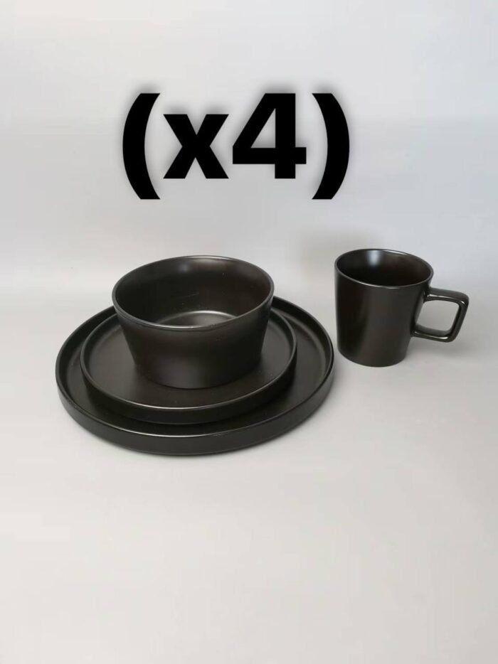 16PC QUALITY THICK EUROPEAN LUXURY FINE CERAMIC STONEWARE DINNER SET•••BLACK4 Serving plate
4 Side plate
4 Soup bowls
4 Cups - Image 3