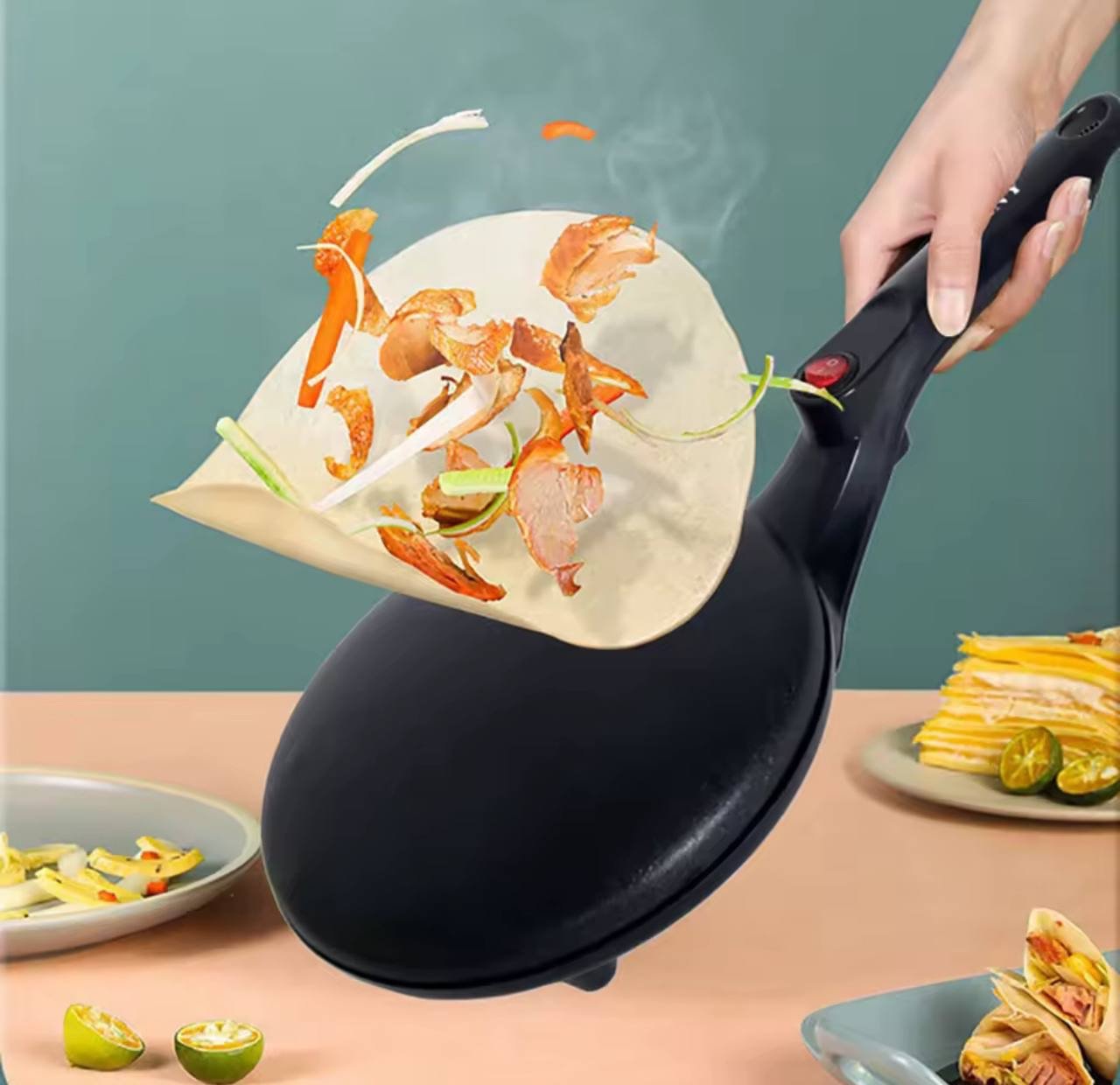 img_1259 DISNIE REGINA AUTOMATIC ELECTRIC INSTANT HEATING CREPE MAKER,PANCAKE MAKER,SPRING ROLL PASTRY PAN(Comes with flat bowl n whisking iron) - Image 1