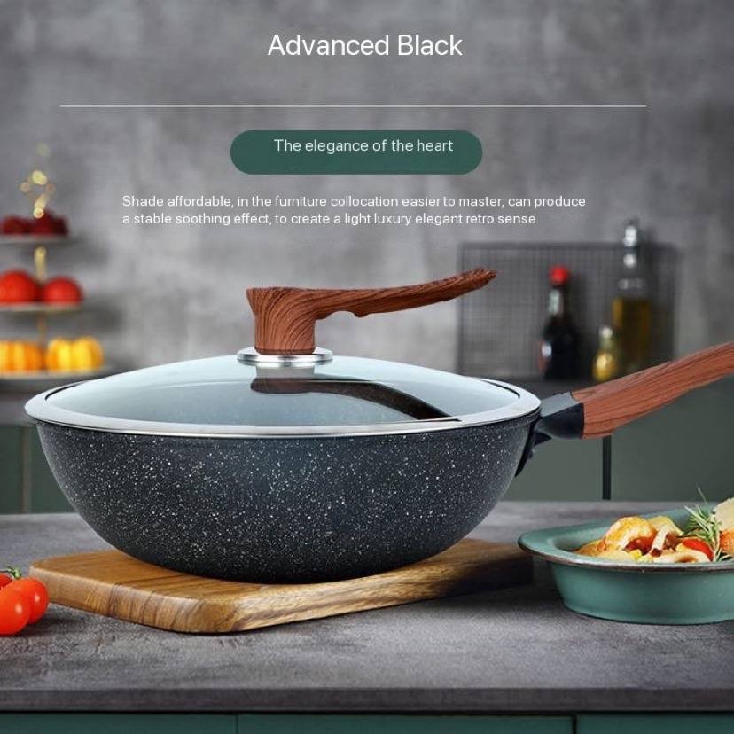 img_1288 32CM NONSTICK WOK DEEP FRYPAN WITH GLASS COVER - Image 1