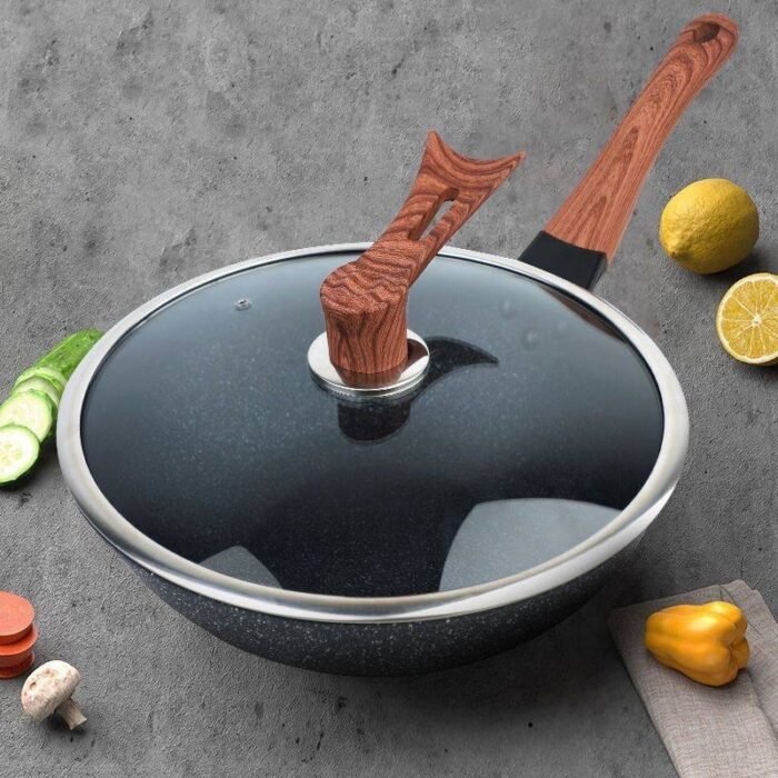 32CM NONSTICK WOK DEEP FRYPAN WITH GLASS COVER - Image 4