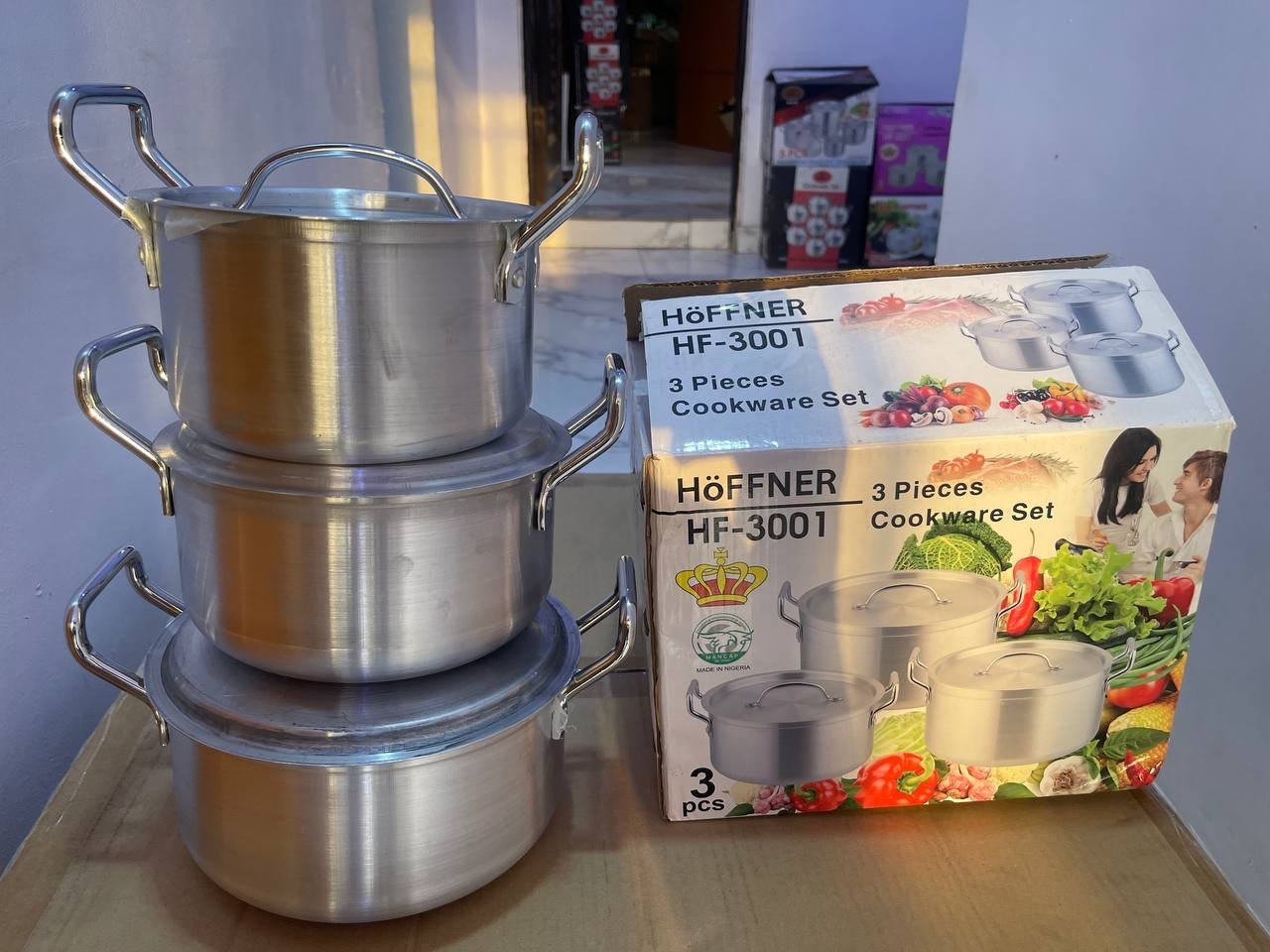 img_1293 3PC HOFFNER ALUMINUM POT SET SIZE 16,18&20CM(3001) - Image 1