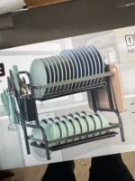 (THICK IRON ROD WITH ONE TRAY)
2 STEP QUALITY STRONG STAINLESS STEEL DISH RACK WITH CUP HOLDER,CHOPPING BOARD HOLDER&KNIFE HOLDER