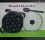7 HOLES ROUND  SHAPE NON STICK MASA/BEAN CAKE PAN WITH GLASS LID/COVER AND 2 SILICON
MASA PAN,COVER&2SILICON(that’s what makes it 4pc o)