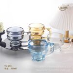 (ON SALES) 350ML CLASSY QUALITY MILK,SMOOTHIE,COFFEE GLASS CUP WITH HANDLE Design 1Color we’ve seen so far is Gold and Black for now
