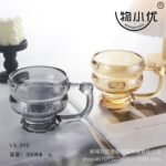 (ON SALES) 350ML CLASSY QUALITY MILK,SMOOTHIE,COFFEE GLASS CUP WITH HANDLE Design 1Color we’ve seen so far is Gold and Black for now - Image 2
