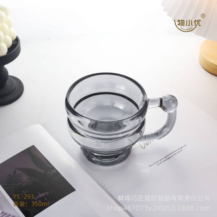 (ON SALES) 350ML CLASSY QUALITY MILK,SMOOTHIE,COFFEE GLASS CUP WITH HANDLE Design 1Color we’ve seen so far is Gold and Black for now - Image 4
