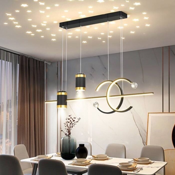 (ON SALES) MODERN NORDIC CHAN’EL LOGO PENDANT LUXURY CREATIVE MINIMALIST DINNING,BAR,KITCHEN CHANDELIER Design 2Display 3 LIGHT MODE - Image 2