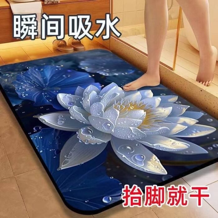 3D FLOWER PRINT DIATOMITE/SILICON DESIGN QUICK DRY/WATER ABSORBENT FOOTMAT DESIGN 4SIZE 40*60CM - Image 3