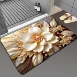 3D FLOWER PRINT DIATOMITE/SILICON DESIGN QUICK DRY/WATER ABSORBENT FOOTMAT DESIGN 4SIZE 40*60CM - Image 4