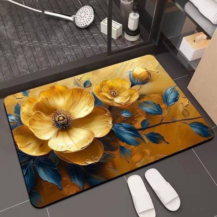 3D FLOWER PRINT DIATOMITE/SILICON DESIGN QUICK DRY/WATER ABSORBENT FOOTMAT DESIGN 4SIZE 40*60CM - Image 5