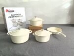 4PC ORIGINAL DURABLE HEAVY ENAMEL CAST IRON COOKWARE POT SET SIZE 20,22,24&26CM FRYPAN - Image 4