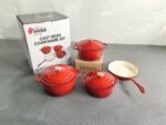4PC ORIGINAL DURABLE HEAVY ENAMEL CAST IRON COOKWARE POT SET SIZE 20,22,24&26CM FRYPAN - Image 2
