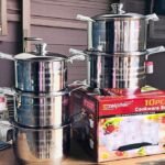 10PC ZEIPLTEIR(2432) QUALITY/HEAVY STAINLESS STEEL COOKWARE SET POT SIZE 24,26,28,30,32CM