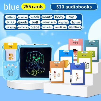 2IN1 WRITING BOARD AND EARLY LEARNING EDUCATIONAL CARD READER DEVICE WITH 225 CARDS 510 AUDIOBOOKS,ALSO SING KIDDIES LULLABY