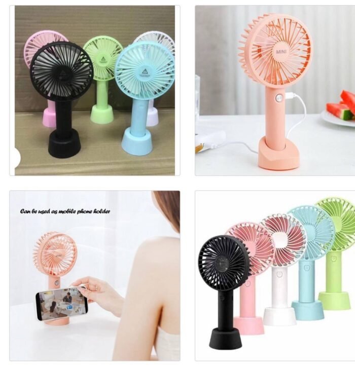 MINI  RECHARGEABLE HAND FAN WITH STAND(This is the quality one that comes with good battery,blows well and durable) - Image 3