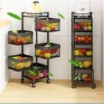 4 and 5 LAYER BOX SHAPE 360 DEGREE ROTATING FRUIT,VEGETABLE TROLLEY RACK WITH WHEELSCan be used in the Kitchen,Bathroom,Bedroom,Living room and office - Image 7
