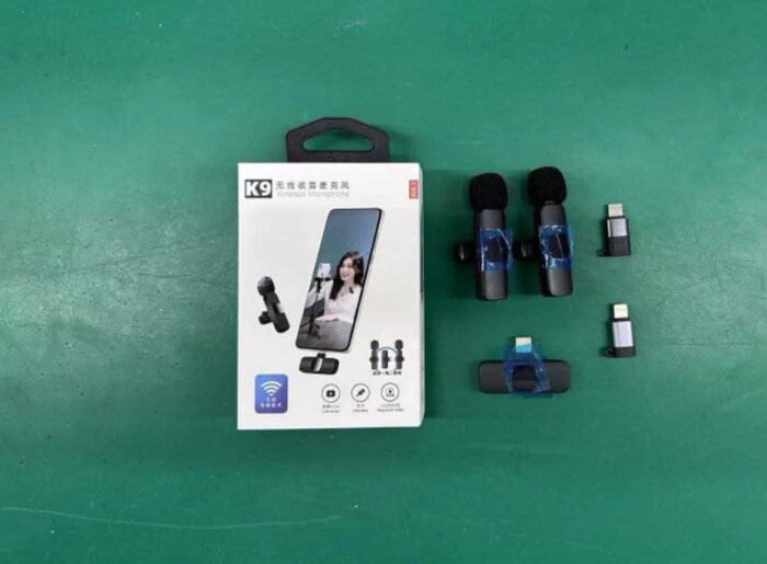 K9 WIRELESS LAPEL MICROPHONEComes with  Type C + Android + Iphone Adapter and 2 or Double Microphone (For all phone type) - Image 2