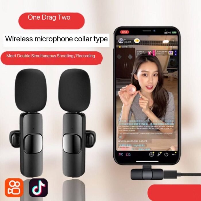 K9 WIRELESS LAPEL MICROPHONEComes with  Type C + Android + Iphone Adapter and 2 or Double Microphone (For all phone type) - Image 3