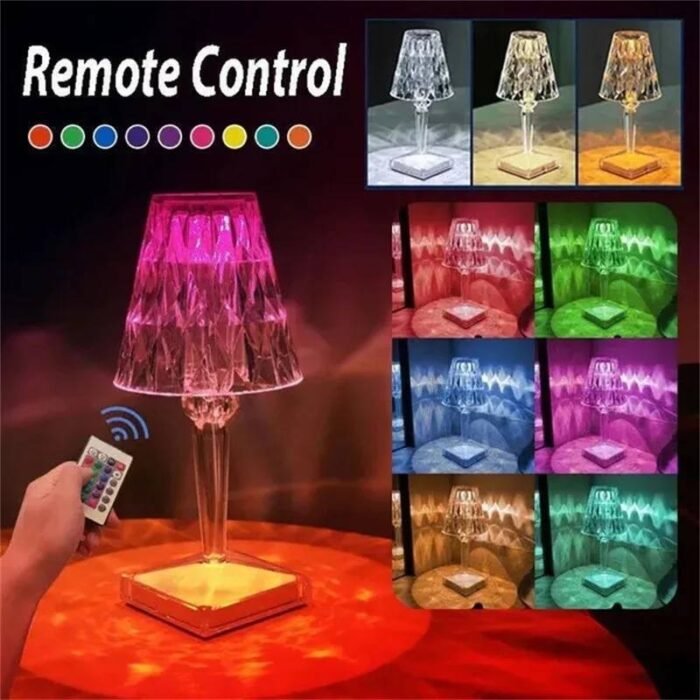 BIG SIZE RECHARGEABLE DIAMOND CRYSTAL RGB MULTI COLORED TABLE BED SIDE LAMP WITH REMOTE DESIGN 2✔️Touch Switch
✔️ All - Match Style
✔️ Multicolour (plain & RGB lighting)
✔️16 Different colors - Image 2
