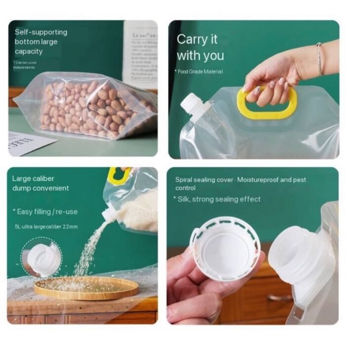 STRONG TRANSPARENT SUNCTION NOZZLE BAG(REUSABLE)For storing foodstuff,Snacks,Oils,drinks e.t.c - Image 2