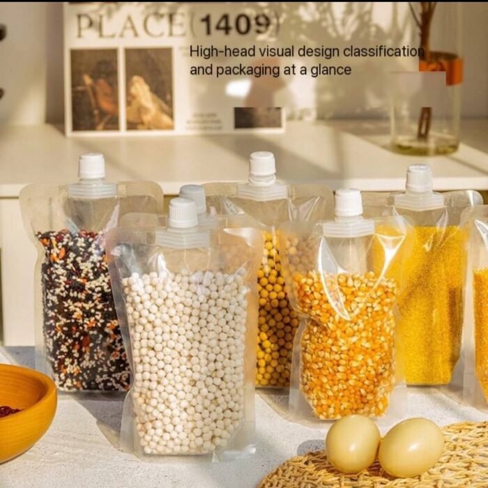 STRONG TRANSPARENT SUNCTION NOZZLE BAG(REUSABLE)For storing foodstuff,Snacks,Oils,drinks e.t.c - Image 4