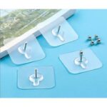 ADHESIVE SCREW TRANSPARENT WALL HOOK DESIGN 1 (12pc) - Image 2