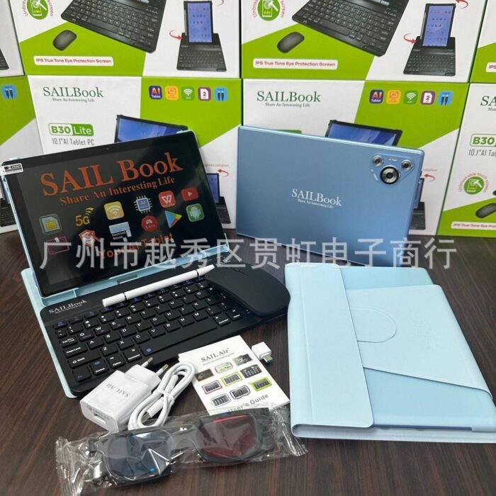 SAIL AIR NOTE BOOK B30
5G 2SLIM SLOT/WIFI ENABLED 12GB+256GB ANDROID 14
10.1inch True gone IPS Eye protection screen 360 Rotating Hoister
WITH FREE BLUETOOTH KEYPAD,LEATHER CASE,MOUSE,TOUCH PEN,3D GLASS,OT CONVERTER,TYPE C AND CHARGER
10,000mah battery TABLET OR IPAD - Image 3