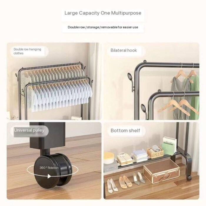 48KG QUALITY THICK DOUBLE IRON POLE/DOUBLE STEP CLOTHE RACK WITH TYRE(EXACT WEIGHT) BIGGEST SIZE 120*45*160CM - Image 3