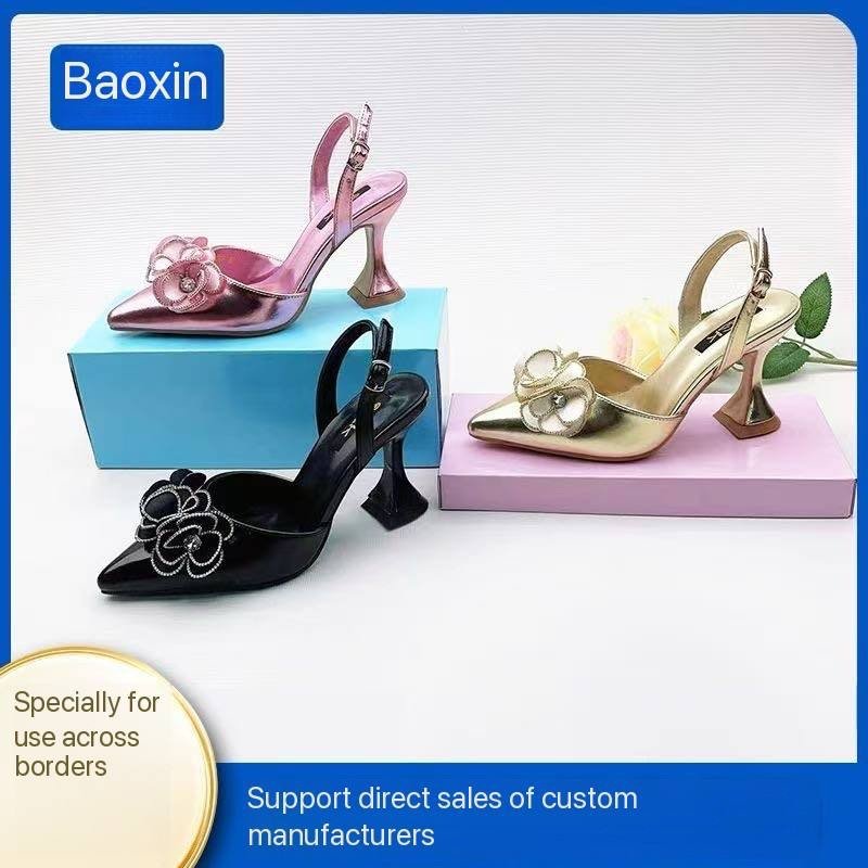 img_4151 NATASHA CLASSY SLINGBACK ROSE DESIGN HEEL SANDAL(On sales) - Image 1
