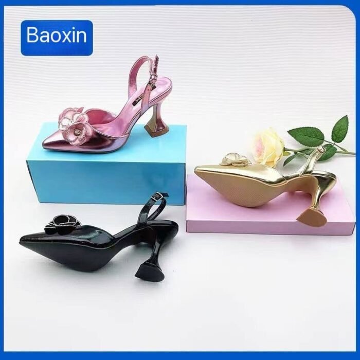 NATASHA CLASSY SLINGBACK ROSE DESIGN HEEL SANDAL(On sales) - Image 2