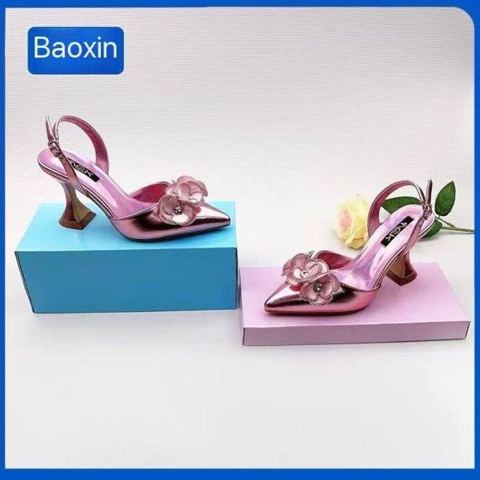 NATASHA CLASSY SLINGBACK ROSE DESIGN HEEL SANDAL(On sales) - Image 4