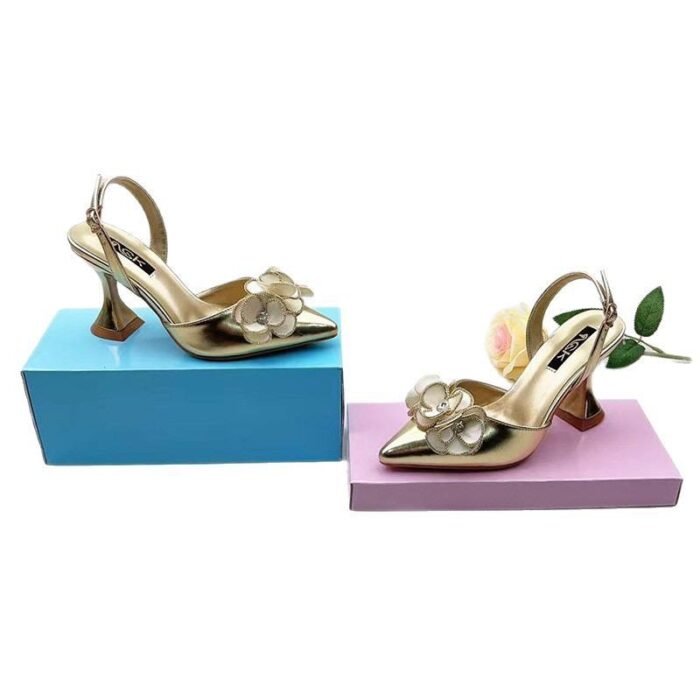 NATASHA CLASSY SLINGBACK ROSE DESIGN HEEL SANDAL(On sales) - Image 6