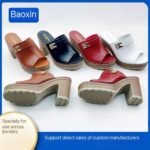 PURE LEATHER BLOCK HEEL SHOE(On sales)