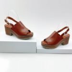 PURE LEATHER BLOCK HEEL SANDAL(On sales) - Image 2