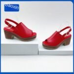 PURE LEATHER BLOCK HEEL SANDAL(On sales) - Image 3