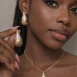 QUALITY NON TARNISH LUXURY SUNGOLD FASHION EARRING AND PENDANT SET DESIGN 1(doesn’t come with chain)