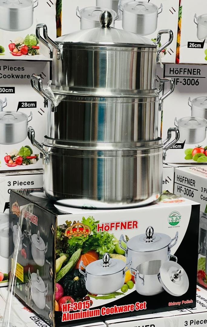 a18d0c40-923d-4dbb-ba4b-e5ce735eb638 3PC HOFFNER ALUMINUM POT SET SIZE 24,26,28CM(3015) - Image 1
