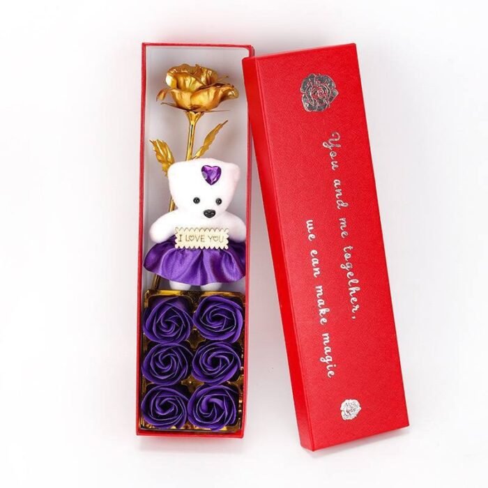 ARIA ROSE FLOWER WITH TEDDY BEAR IN A BOX - Image 2