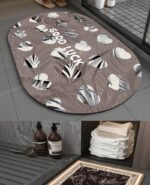 50*80CM OVAL SHAPE DIATOMITE/SILICON DESIGN QUICK DRY/WATER ABSORBENT FOOTMAT(Randomly picked)