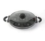 SMP 7 HOLES ROUND SHAPE NON STICK MASA/BEAN CAKE PAN WITH GLASS LID/COVER AND 2 SILICON - Image 2