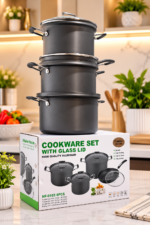 HOFFNER HIGH QUALITY DURABLE ALUMINIUM  HARD ANODIZED NON STICK EFFECT STOCK POT SIZE 26,28&30CM FRYPAN 26CM (0403THE POT IS VERY HEAVY AND THICK📌📌They even write 25yr warranty😂😂