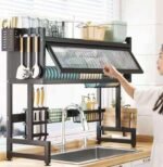 85CM SINGLE STEP DUST PROOF OVER THE SINK SHELF,DISH RACK,CUTLERY/UTENSILS HOLDER