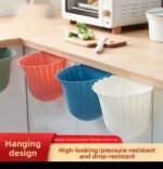 Flowers Shape Kitchen Hanging Trash Can Desktop Clutter Collection Basket Cabinet Wall Mounted Garbage Bin Container Household(WHITE COLOR ONLY)