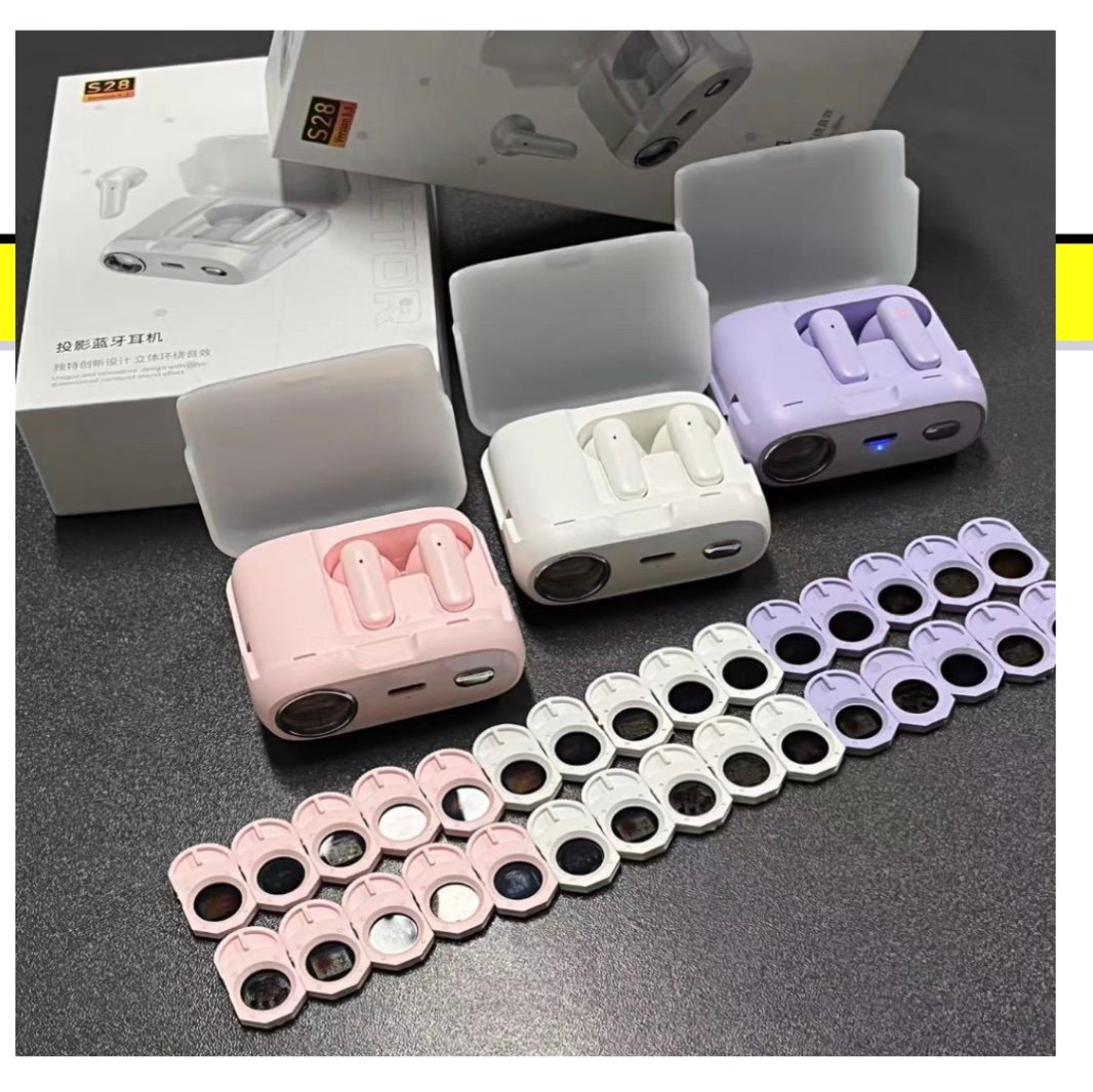 img_e7f4f232f333-1 S28 FINGER TOUCH BLUETOOTH EARPOD/EARBUD WITH PROJECTOR LIGHT AND REPLACEABLE CLIP - Image 1