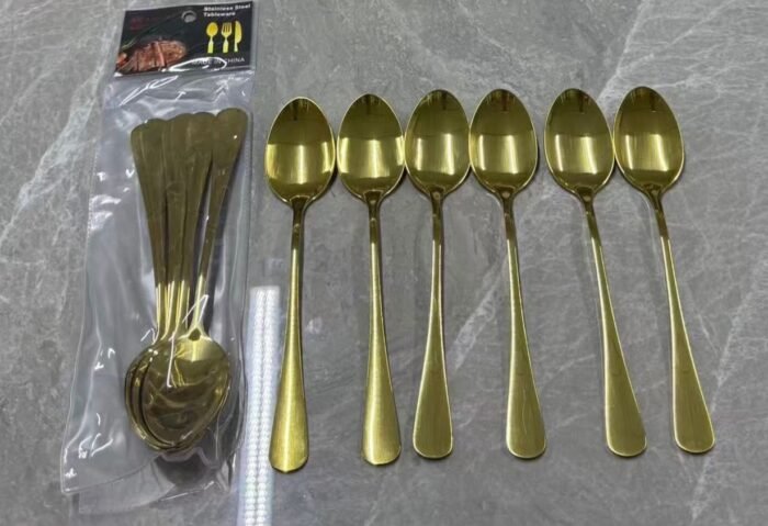6PC QUALITY SHORT LENGTH GOLD CUTLERY SET(GOLD SPOON,GOLD FORK) - Image 2