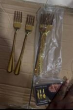 6PC QUALITY SHORT LENGTH GOLD CUTLERY SET(GOLD SPOON,GOLD FORK) - Image 3
